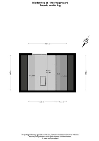 Plattegrond - Middenweg 96, 1702 HC Heerhugowaard - Middenweg 96 - Heerhugowaard - Tweede verdieping - 2D.jpg